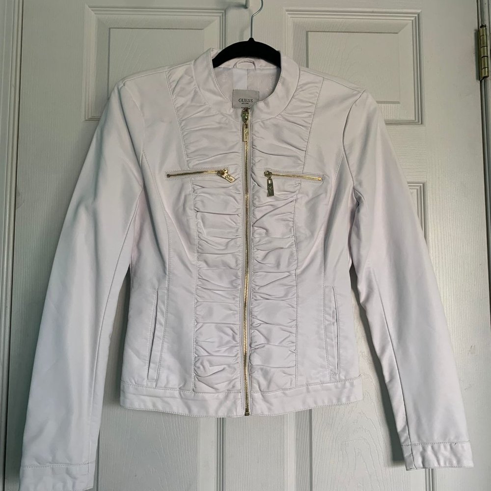 GUESS White Faux Leather Jacket